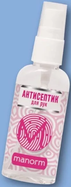 Засіб дезінфекційний, 50 мл; підпис: ТМ Crystal, на пляшці: manorm, антисептик для рук; 01–14.10.2026; асортимент може різнитись; ціни можуть змінитись
