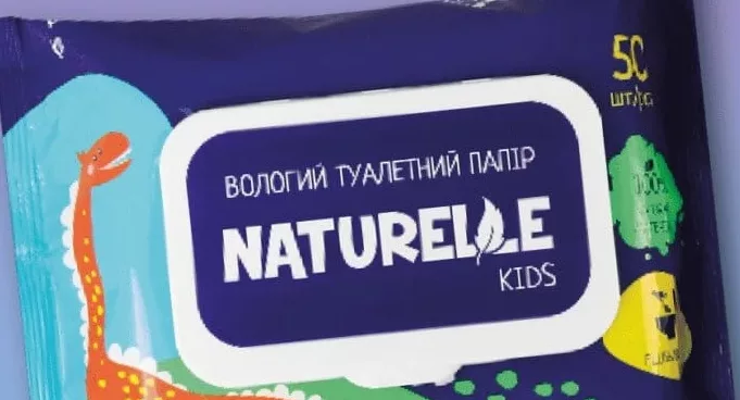 Папір туалетний вологий «Kids» Naturelle, 50 шт; 01–14.10.2026; асортимент може різнитись; ціни можуть змінитись; стара=середня мережі до акції