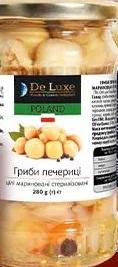 Гриби печериці мариновані, ТМ «De Luxe Foods&Goods Selected», 280 г. Акція 07.10.2026–13.10.2026, за наявності; не більше 6 одиниць в одному чеку.