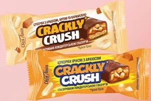 Цукерки «Crackly Crush» з арахісом, нугою та карамеллю / ірисні з арахісом, вагові, 100 г, ТМ «Своя Лінія»; не більше 6 одиниць товару в одному чеку
