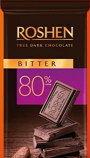 Шоколад чорний Roshen Bitter, 80%, 85 г; не більше 6 одиниць в одному чеку