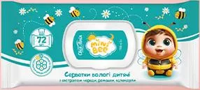 Дитячі вологі серветки Своя Лінія Mini Bee з екстрактами череди, ромашки та календули, 72 шт. Акція 07.10–13.10.2026, за наявності; максимум 6 од. в одному чеку.
