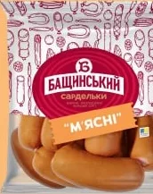 Сардельки м’ясні ТМ «Бащинський», 100 г; 29.09–12.10.2026, за наявності акційного товару в магазині