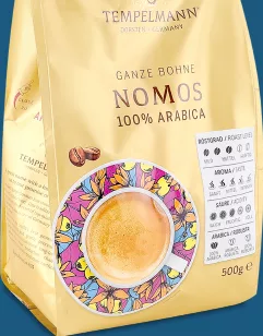 Cafea boabe Nomos, 100% arabica, Tempelmann, 500 g; 28.09–11.10.2026, Kyiv și regiunea Kyiv, în limita stocului promoțional