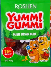 Цукерки Yummi Gummi Fizzy Worms / Funny Cola / Mini Bear Mix ТМ Roshen, 70 г; 28.09–11.10.2026, Київ і Київська обл., за наявності акційного товару