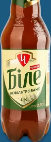 Bere albă nefiltrată Chernihivske, 5%, 0,9 l (sticla din fotografie 4,8%); 28.09–11.10.2026, Kyiv și regiunea Kyiv, în limita stocului promoțional