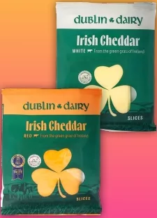 Сир Чедер Dublin Dairy 48%, червоний / білий, нарізаний, 150 г; 29.09–12.10.2026