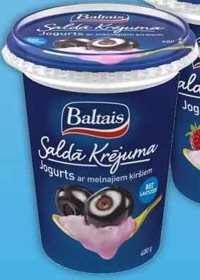 Крем-йогурт вершковий безлактозний Baltais, вишня / полуниця, 400 г