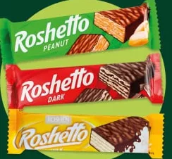 Батончик вафельный Roshen Roshetto Milk / Dark / Peanut, 34 г