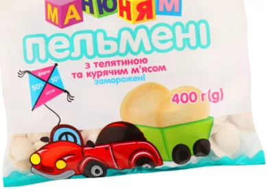 Пельмени Ласка Ма-ню-ням с мясом курицы и телятиной, замороженные, 400 г; 30.09–13.10.2026