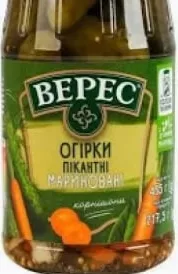 Огурцы Верес пикантные маринованные, 435 г; 30.09–13.10.2026