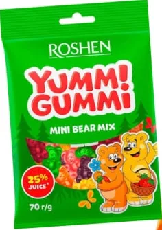 Конфеты желейные Roshen Yummi Gummi в ассортименте, 70 г; цена от 20,90 грн; 30.09–13.10.2026