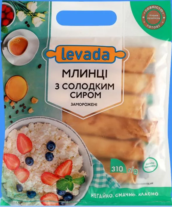 LEVADA Млинці заморожені з солодким сиром, 310 г; 53 грн/уп