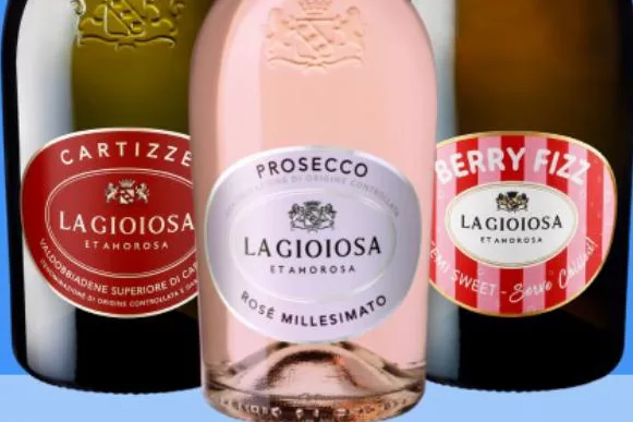 LA GIOIOSA Вино ігристе біле/рожеве, 0,75 л: Cartizze, Prosecco Rosé Millesimato, Berry Fizz; підпис «сухе», Berry Fizz на фото «Sweet»; від 329 грн/шт
