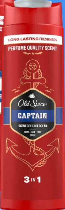 Old Spice чоловічий гель для душу 3 в 1, асортимент, на фото Whitewater / Captain, 400 мл; 07–20.10