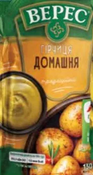 Горчица Верес: Американская / Бургерная мягкая / Украинская крепкая 120 г; Домашняя / Европейская 130 г, дой-пак; прежняя от 25.90; ограничено; не оптом