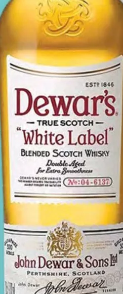 Виски Dewar’s White Label, купажированный шотландский, 40%, 0,7 л / 1 л; от 569,90 грн, ранее от 858,60 грн; ограничено; не оптом