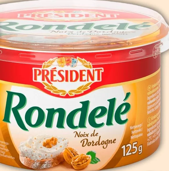 Сир Président Rondelé з дордонським волоським горіхом, 70%, 125 г