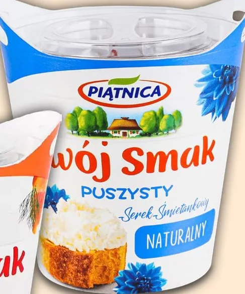 Сир Piątnica Twój Smak 60%: вершковий з лососем / вершковий натуральний, 150 г