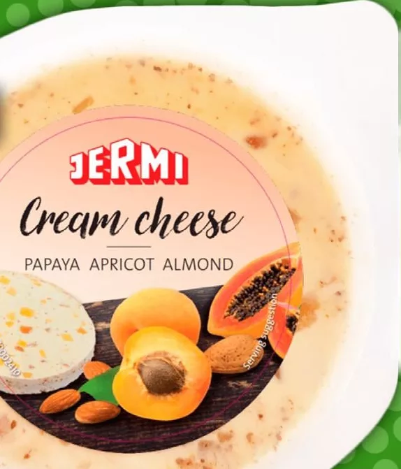 Крем-сир Jermi з папаєю та абрикосом, з мигдалем, 50%, 125 г