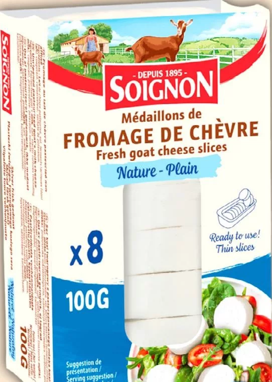 Сир Soignon, козячий натуральний, 54%, 100 г, 8 скибочок