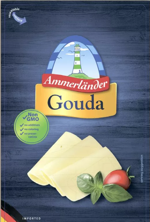 Сир Гауда 48%, нарізка, ТМ Аммерландер (Ammerländer), 200 г