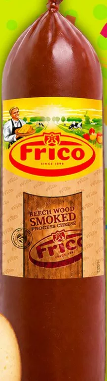 Сир ковбасний плавлений копчений 45% Frico, копчення на буковій деревині; ціна за 100 г