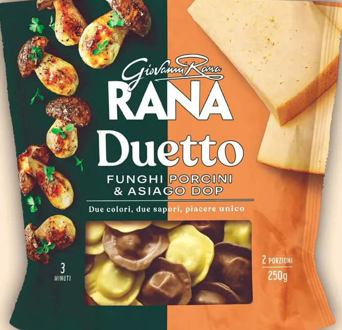 Равіолі з білими грибами та сиром Асьяго DOP, Rana Duetto Funghi Porcini & Asiago DOP, 250 г