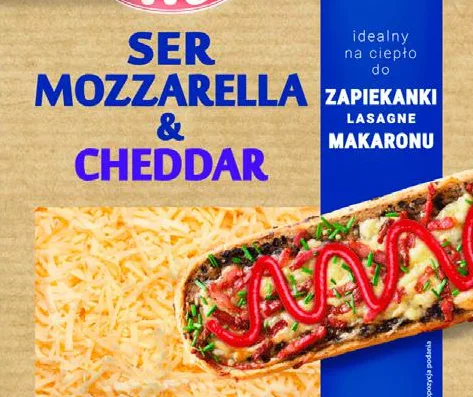 Сир тертий Mlekovita: Гауда 45% / Чедер і Моцарела 50%, 150 / 200 г; ціна від 83,90 грн