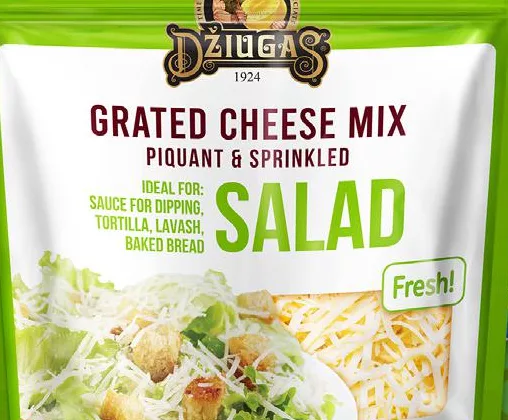 Суміш тертих сирів без лактози Džiugas: Pasta, для пасти 42% / Salad, для салату 40%, 200 г