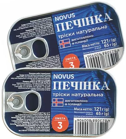 Ficat de cod natural NOVUS, 121 g. Fără en-gros; recomandat ≤10 buc./bon; reducerile nu se cumulează, se aplică cea mai mare; stoc limitat; nu în toate magazinele.