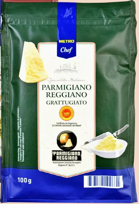 Brânză rasă METRO Chef Grana Padano sau Parmigiano Reggiano, 100 g, Italia; de la 89 UAH/pachet de la 2 pachete identice; 1 pachet: de la 149 UAH; la cumpărarea în magazinele METRO