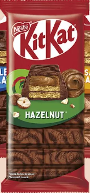 KITKAT Ciocolată, 99 g: ciocolată dublă, caramel sărat, alune; de la 2 buc. identice 64,50 UAH/buc.; 1 buc. 101 UAH; 30.09–20.10.2026; cumpărare în magazine METRO