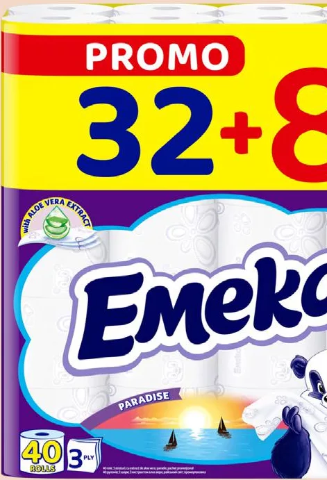 EMEKA Paradise Hârtie igienică, 3 straturi, 40 role (32+8); 599 UAH/pachet; 07–20.10.2026; cumpărare în magazine METRO