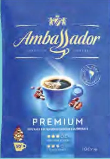 Ambassador Premium кофе растворимый, пакет 100 г; количество ограничено, не опт