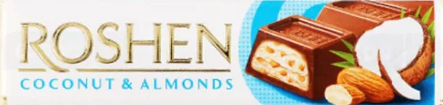 Baton Roshen, sortimente: Dark Chocolate, Double Peanuts, Coconut & Almonds