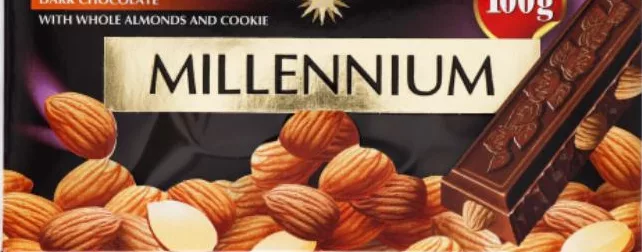 Ciocolată neagră Millennium Golden Nut, cu migdale întregi și biscuiți, 100 g