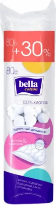 Dischete demachiante BELLA cotton, 80 buc./pachet +30%