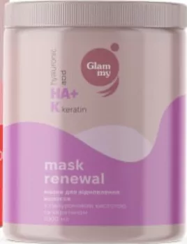 Șampon GLAMMY Reconstruction cu peptide și biotină / mască Renewal cu acid hialuronic și keratină, 1000 ml, sortimente