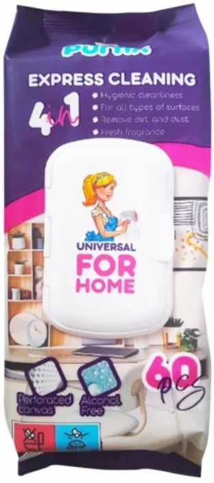 Șervețele de curățenie PURFIX Express Cleaning 4in1 Universal For Home, 60 buc./pachet