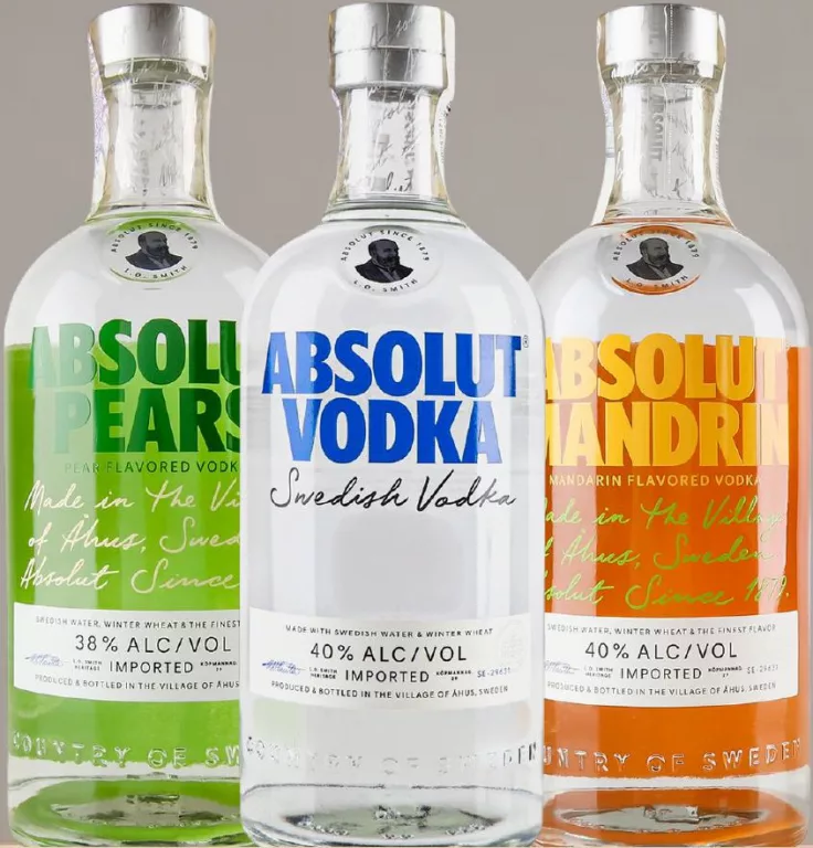 Vodcă ABSOLUT (Pears, Original, Mandrin), sortimente, 0,7 l, Suedia; card METRO, numai în magazine, în limita stocului