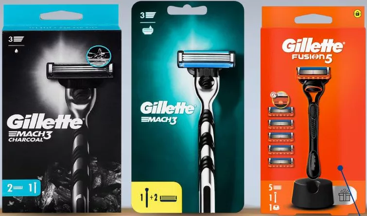 Бритвы GILLETTE: Mach3/Charcoal 1 бритва+2 кассеты, Fusion5 1 бритва+5 кассет+подставка; цена от 349 грн; карта METRO, только в магазинах, при наличии