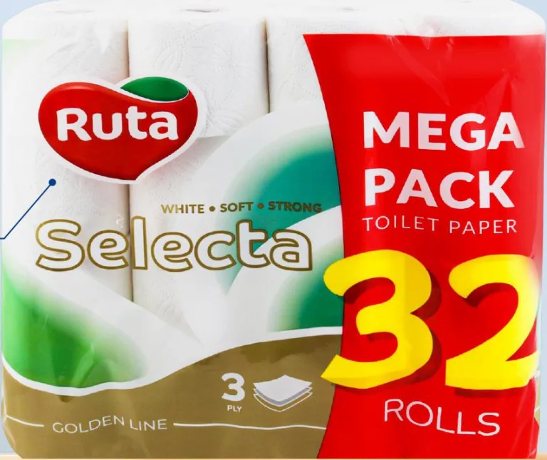 Hârtie igienică 3 straturi Selecta RUTA, 32 role, Ucraina; card METRO, numai în magazine, în limita stocului