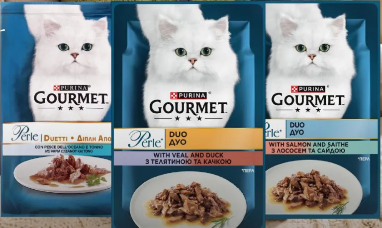 Hrană umedă pisici GOURMET Perle 85 g: pește oceanic/ton, vițel/rață, somon/cod negru; 1 buc. 26,20, 3+ identice 24,90, 12+ identice 23,50 UAH/buc.; card METRO, numai în magazine, în limita stocului