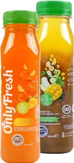 Смузи Only Fresh, ассортимент, включая Зелёную звезду, Турция, 0,25 л; акц. запас ограничен; не все VARUS; до исчерпания запасов