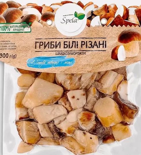 Грибы Spela белые резаные, замороженные, 300 г; запасы ограничены, не все магазины, до исчерпания