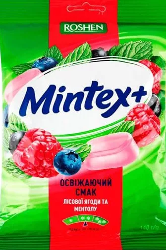 Конфеты Roshen желейные / карамельные, 140–205 г; фото Mintex+ лесные ягоды/лимон с ментолом; цена от; значок 15%; запасы ограничены, не все магазины, до исчерпания