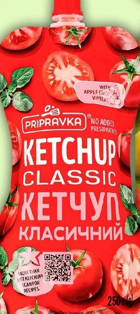 Кетчуп Pripravka Классический / Original с оливками, 200 / 250 г, ассортимент; цена от; значок 15%; запасы ограничены, не все магазины, до исчерпания