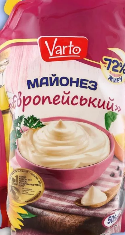 Майонез Varto Европейский 72% / майонезный соус Лёгкий 50%, 500 г, ассортимент; цена от; запасы ограничены, не все магазины, до исчерпания