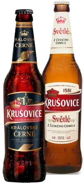Пиво Krušovice светлое/темное, 0.5л; избыток алкоголя вреден; запас ограничен, пока есть, не все магазины